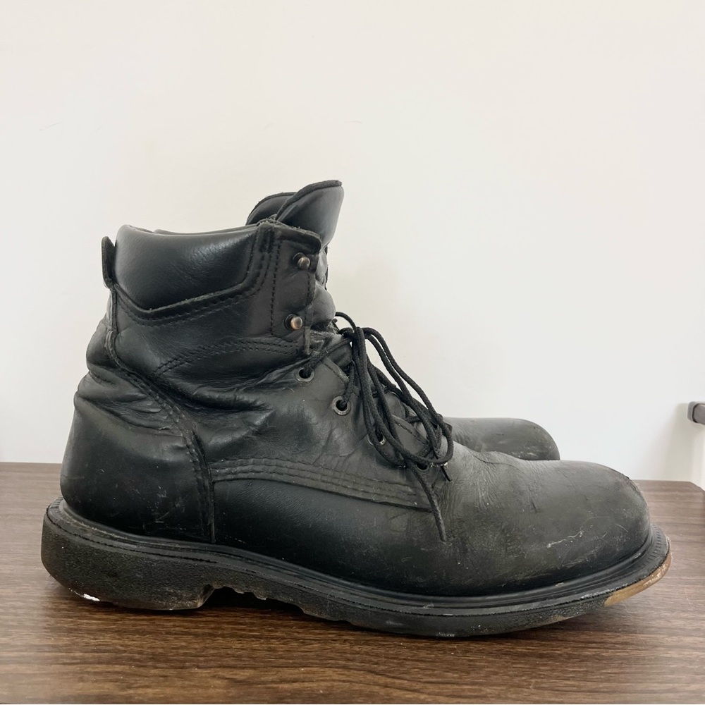 Red Wing Shoes Black Leather Men's Steel Toe Boots 607 Sz 12 USA READ NOTES
